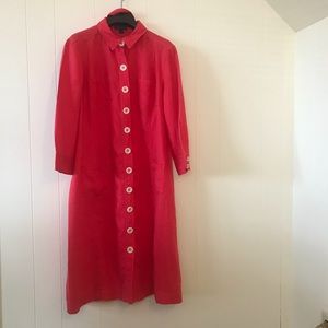 Boden Red Linen Shirtdress